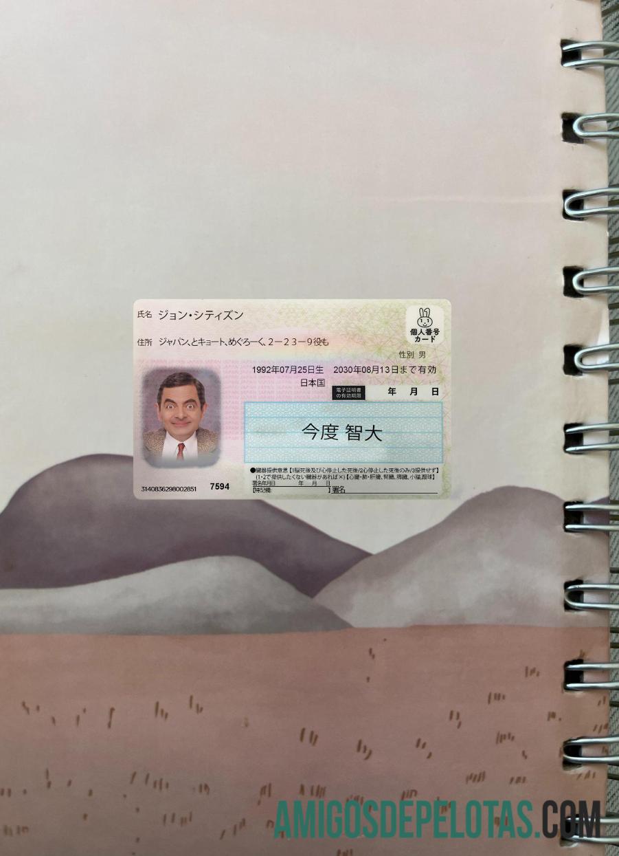 Japanese ID Card olhar de foto frente modelo